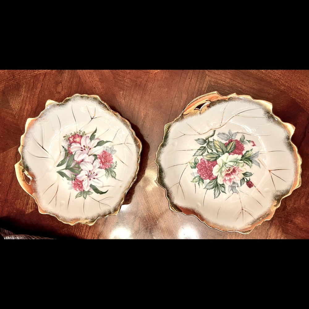 Set of Decorative Gold Plated Bowls, Vintage, Rose